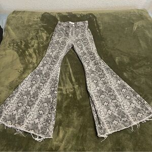 We the free Gray Snake Print Flare Pants